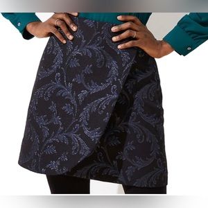 NWT Ann Taylor Loft Metallic Jacquard Black Navy Mini Skirt 18